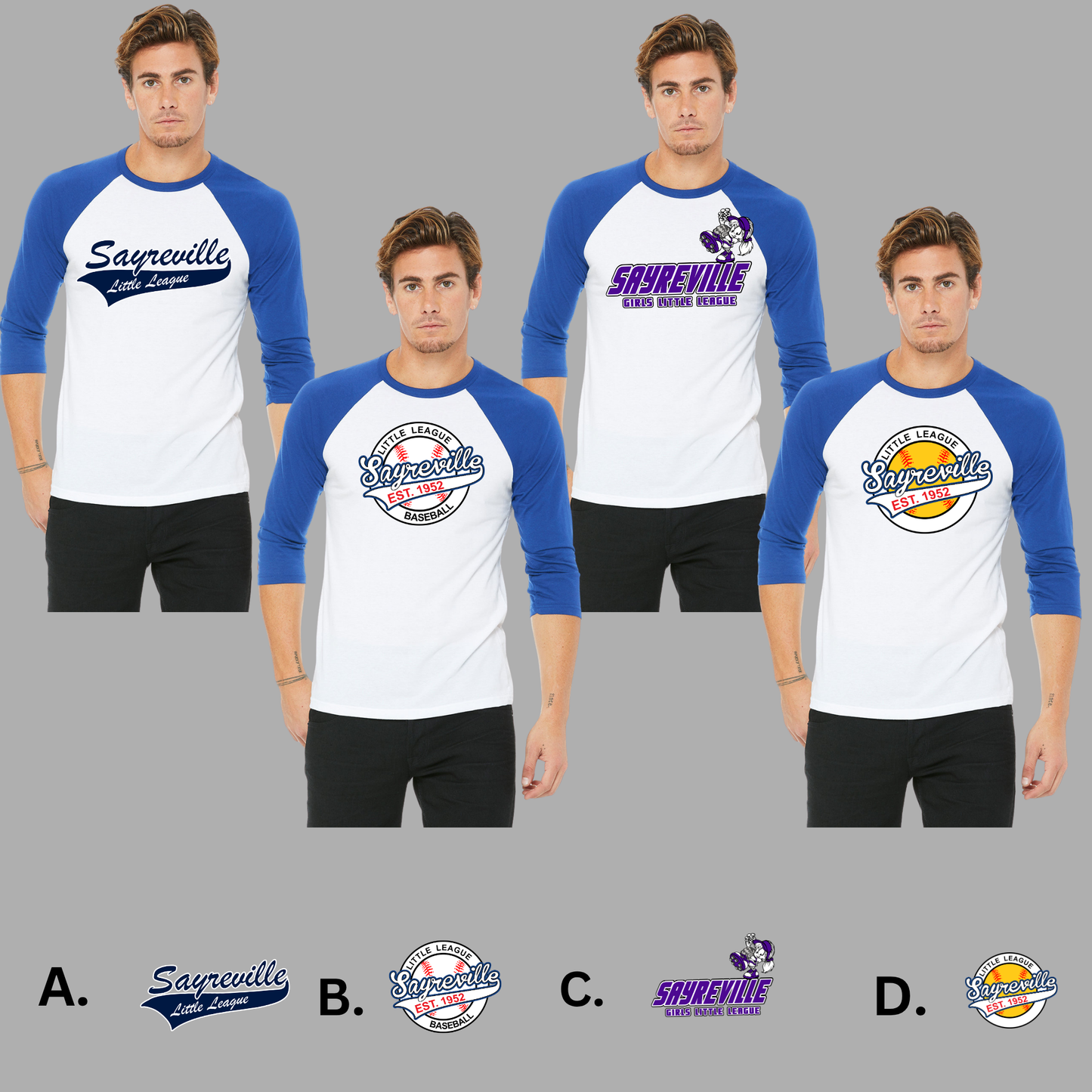SLL - 3/4 sleeve Royal Blue and White shirt