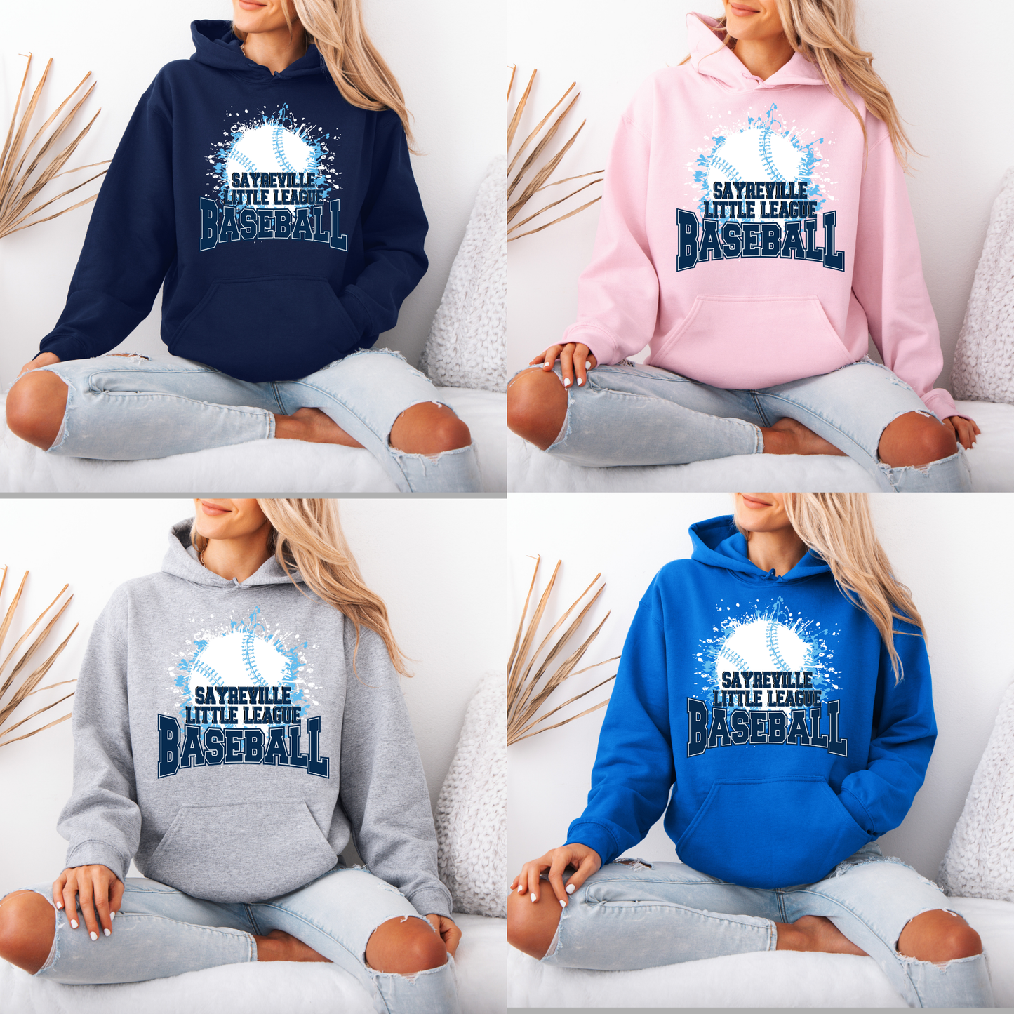 SLL - Sayreville Little League BASEBALL Splatter - Crewneck Sweatshirt or Hooded Sweatshirt or Tee Shirt