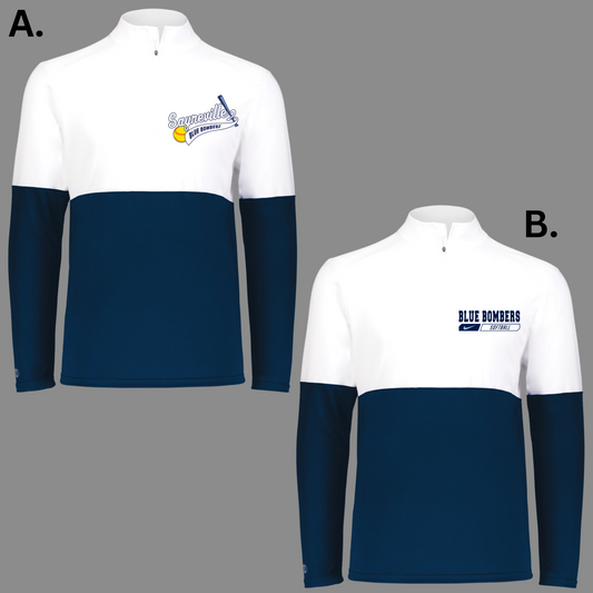 Blue Bombers 021 - Holloway Momentum Team Quarter-Zip Knit- NAVY BLUE and White
