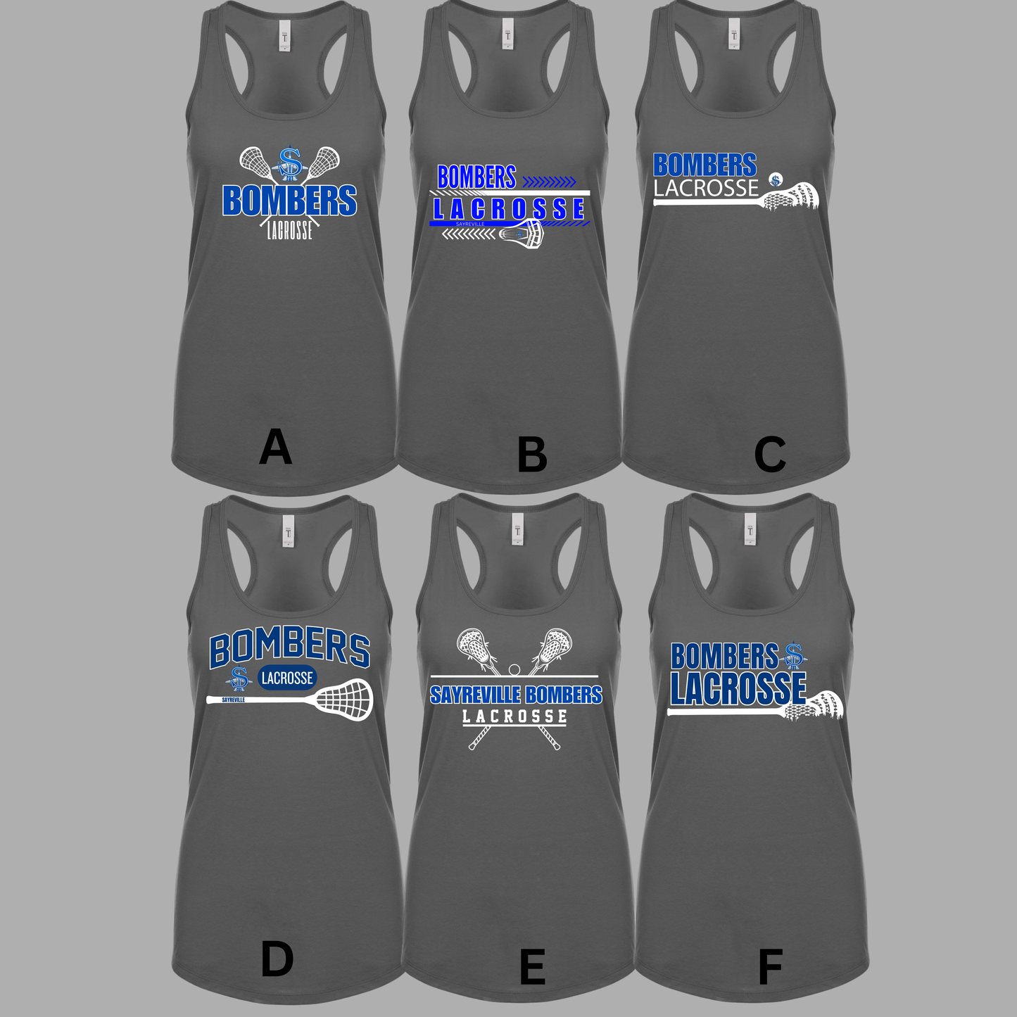 LAX 031 - Women's Racerback Tank Top - Black, Charcoal Gray or Royal Blue