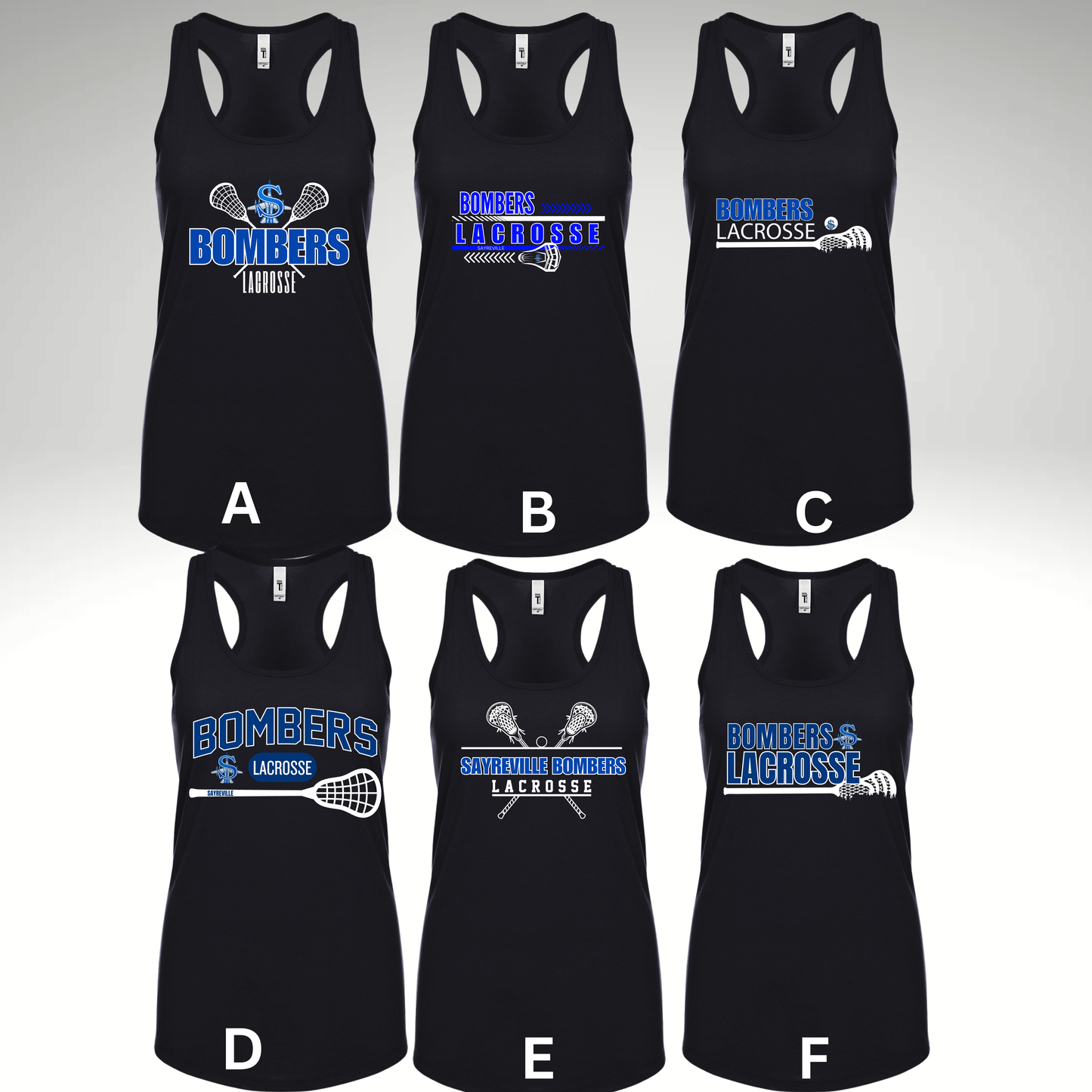 LAX 031 - Women's Racerback Tank Top - Black, Charcoal Gray or Royal Blue